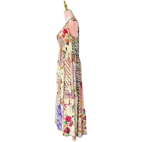 Johnny Was Cosmo Lola Dress, Multicolor Patchwork. 100% Silk. Size Medium. NWT! - Picture 7 of 16